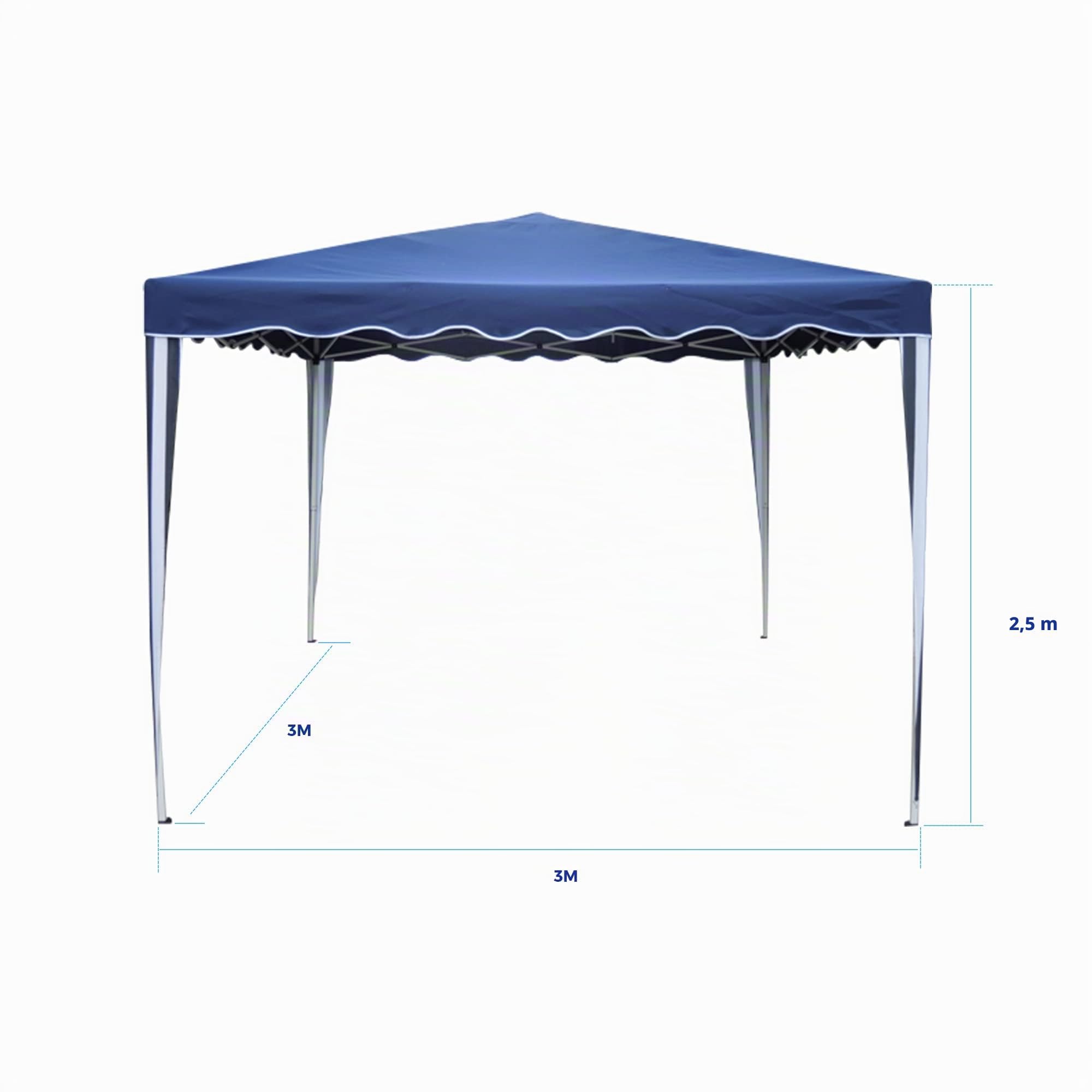 Carpa Plegable 3x3 m Impermeable – Cenador Gazebo Pop Up para Jardín, Terraza, Playa, Camping y Eventos | Estructura de Acero, Montaje Rápido, 8 Piquetas, 4 Cortavientos y Bolsa