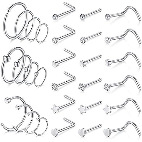 incaton 20G Stainless Steel Nose Rings Set Cover