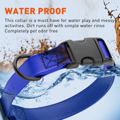 Image of Dogline Biothane Waterproof Dog Collar with Quick Release Buckle Strong Coated Nylon Webbing with Odor- Proof for Easy Care Easy to Clean Fits Small Medium or Large Dogs, Royal Blue 1 inch W 15-23 inch L