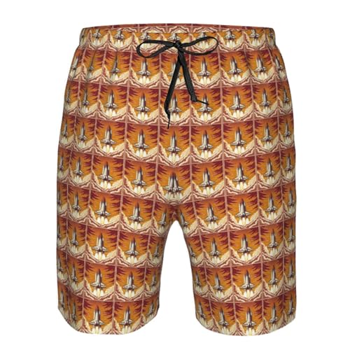 Rocket in Space Print Stylish Beach Shorts Swim Trunks Lightweight Breathable Summer Outdoor Activities4
