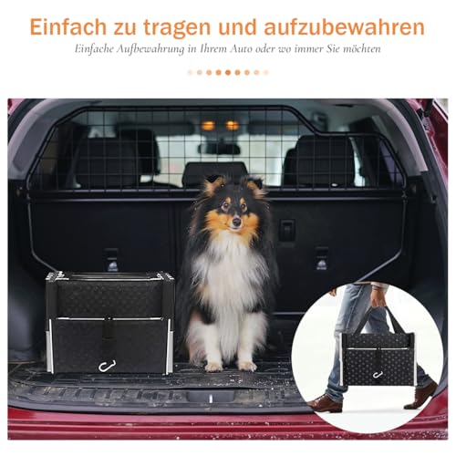 Hundetreppe Auto, 6 Stufen Hunderampe Auto Klappbar bis 85kg, für Große Hunde & ältere Tiere, Hundeleiter Aluminium 80cm Hoch, Für Lastwagen und SUV