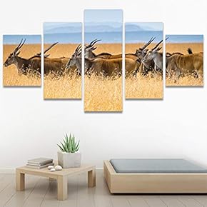 SIGNWIN 5 Panel Canvas Wall Art Animals Expressionism...