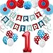 Party Inspo 1st Birthday Girl or Boy Decorations, Dr. Seuss Birthday Party Decorations Supplies Kit, Thing 1 and Thing 2 Birthday Decorations, Banner, One and Dot Balloons, Paper Fans, Pom Poms