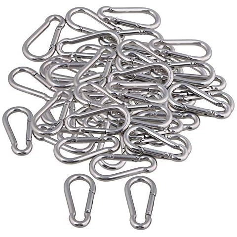 CNBTR M6 60mm 304 Stainless Steel Multifunctional Spring Snap Hook Quick Link Ring Set of 50 Cover