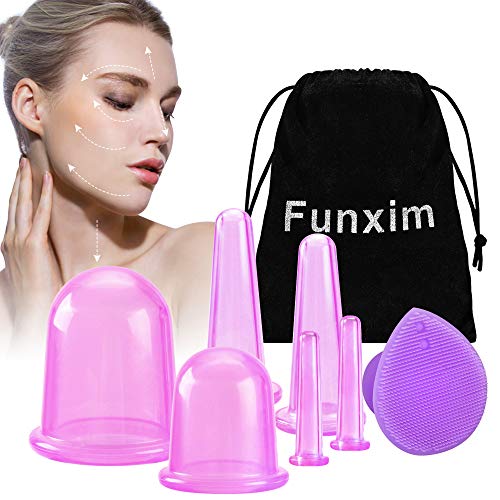 Ventosas celulite, canecas anticelulíticas com ventosas corporais, ventosas faciais, ventosas oculares e escova facial de silicone esfoliante, drenagem linfática ou alívio natural da dor (úpura)
