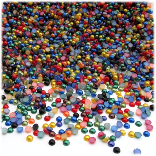 The Crafts Outlet 1,440pc Pearl Finish Half Dome Beads, Round, 3mm, Jewel Tone Mix