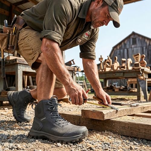 Image of Coostar Tactical Boots for Men Lightweight Military Combat Boot Side Zipper Motorcycle Hiking Work Boots Waterproof 8 Inches