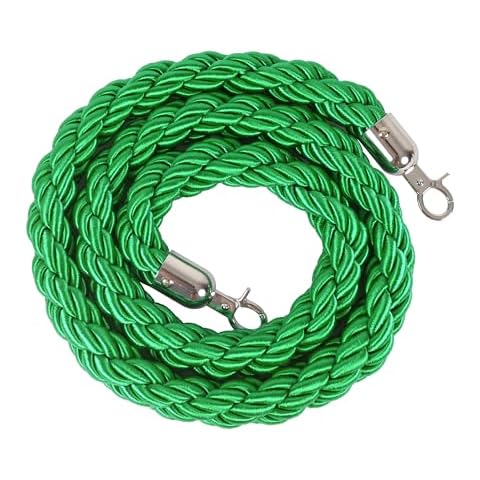 1.5m Green Velvet Rope with Polished Hooks: Elegant Crowd Control Barrier, Perfect for Stanchions, VIP Areas, Events & Parties Cover