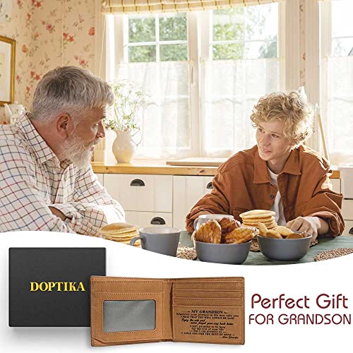 DOPTIKA Birthday Gifts For Men, Grandpa To Grandson RFID Bifold Wallet, Graduation Back To School Gifts For Boys, Mens Leather Wallets, Teen Boy Gifts, Men Birthday Gift Ideas, Mens Gifts Unique2