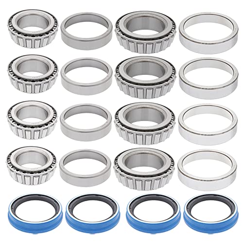 QJZ 4-Pack 10,000 lbs Trailer Axle Ball Bearing Kit - Inner: 28580/28521, Outer: 25580/25520, Oil Seal 091030, #99 Spindle AL-K0 Rockwell Hayes