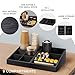 MINCORD Coffee Station Organizer Coffee Condiment Service Tray with 9 Compartment for Counter, Wood Coffee Bar Supplies Organizer for Home Office Breakroom Two-in-One Black