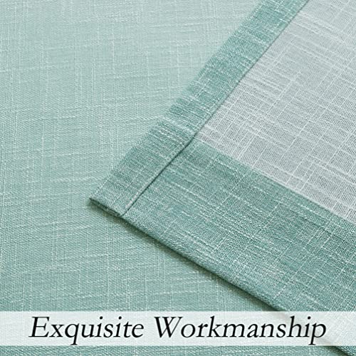 Central Park Ombre Window Curtain Panel Linen Gradient Print on Rayon Blend Fabric Drapery Treatments for Living Room/Bedroom, Cream White to Aqua, 40" x 84", Set of 2 - Image 4