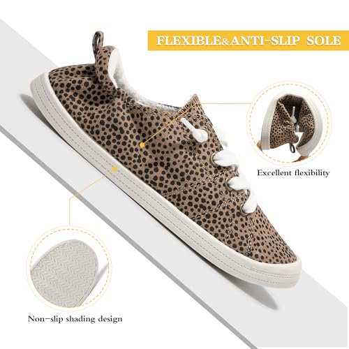 Image of FUNKYMONKEY Slip-On Canvas Sneakers for Women, Comfortable Lightweight Lace-Up Flat Casual Tennis Shoes Breathable Walking Shoes for Everyday Wear