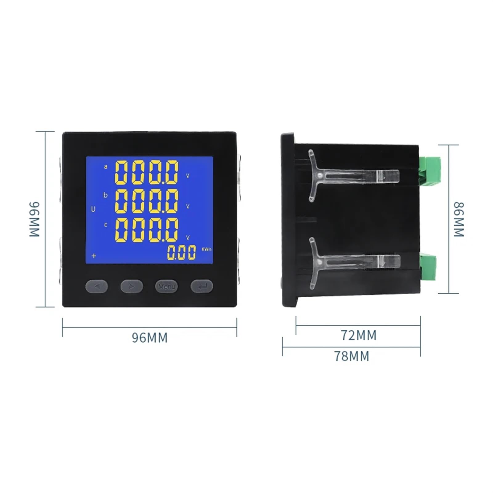 Contatore di consumo multifunzionale trifase 3P3L 3P4L 96 * 96mm AC220V LCD Display digitale Contatore di energia Wattora con CT 1 pz(Black 100A 5A)