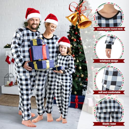 Liitrsh Matching Family Christmas Pajamas Set Buffalo Black Plaid Pajamas Classic Sleepwear Loungewear Xmas Holiday Pajamas2
