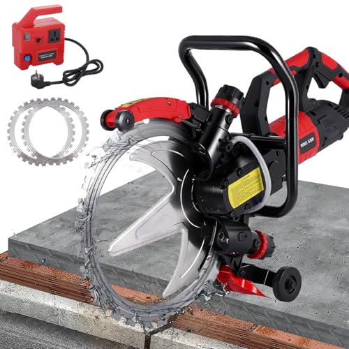 Sega Ad Anello Elettrica per Calcestruzzo con 2 Dischi Diamantati, 8980W / 9500W Alta Potenza, Profondità di Taglio 30 cm, Pompa Acqua Automatica, Taglio Umido Cemento Armato, Granito 9500W