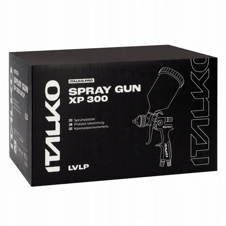 XP 300 Lackierpistole 1,3 mm Düse LVLP – Profi Farbspritzpistole mit 600ml Becher für Lack, Grundierung, Klarlack, Wasserbasislacke, Holzlacke – inkl. Zubehör & Anschluss