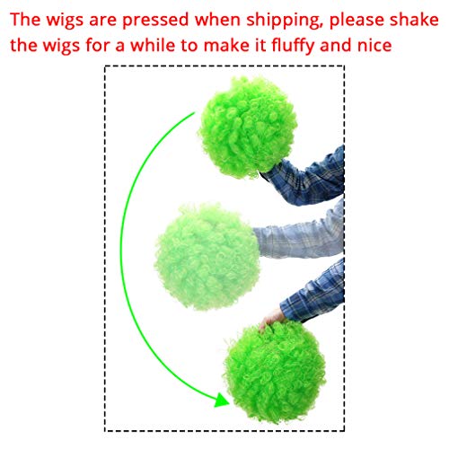 Image of FREE BEAUTY Fluffy Afro Synthetic Clown Wig for Men Women Cosplay Anime Party St. Patrick's Day Christmas Halloween Fancy Funny Wigs (Green)