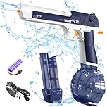 XUNIVERS Pistola ad acqua elettrica luminosa,Pistola ad acqua elettrica per adulti Bambini Ricaricabili 32 FT Gamma Pistola ad acqua,giocattolo per ragazzi ragazze Beach Pool giocattolo (Blu)