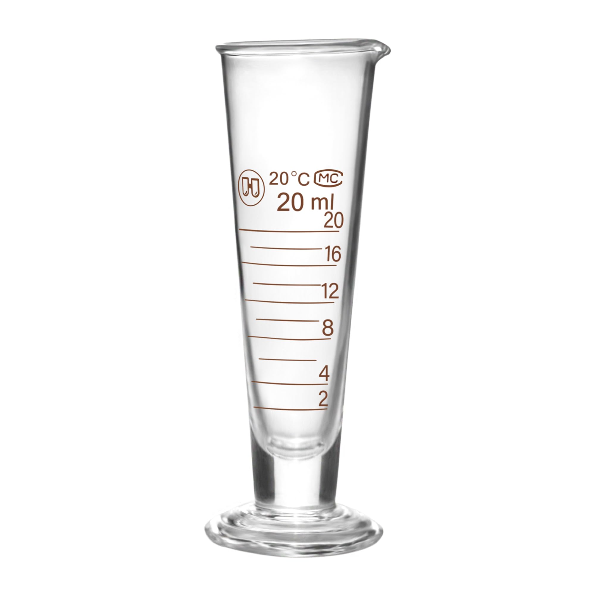 Professional Lab Graduated Measuring Cup with Spout 25ml Wide Mouth Glass Conical Beaker Thickened Borosilicate Beaker Heat Resistant (25ml) Transparent