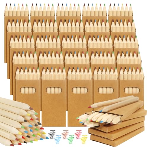 30 Cajas Lápices de Colores Infantiles 6 Colores 180 Pequeños