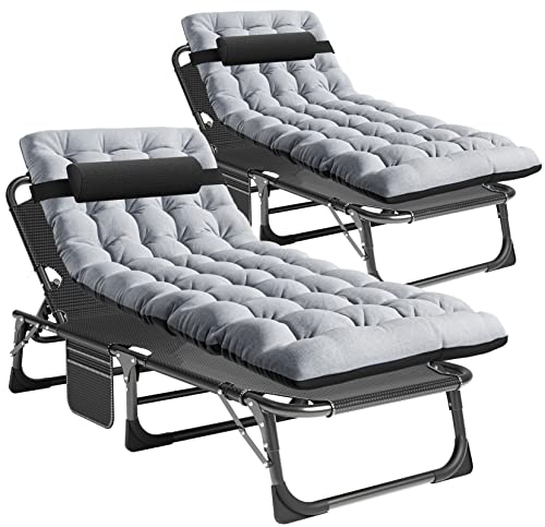 NAIZEA Folding Camping Cot & Lounge Chair, Portable Reclining Chaise for Pool, Beach, Patio Sunbathing