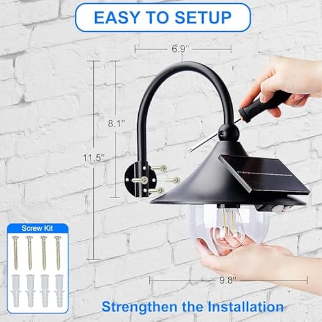 Moodyfei Solar Barn Lights Solar Wall Lanterns Sconce Rustic Vintage