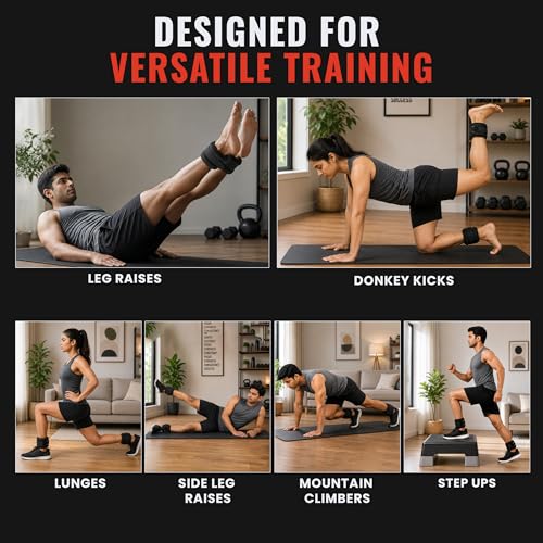 Image of Slovic Ankle Weights 2 KG [1 KG x 2] for Legs | Adjustable & Soft Padded Leg Weights | Extra Weight for Leg Exercise for Men & Women | Strength Training Weight for Walking, Running, Gym, Physical Therapy