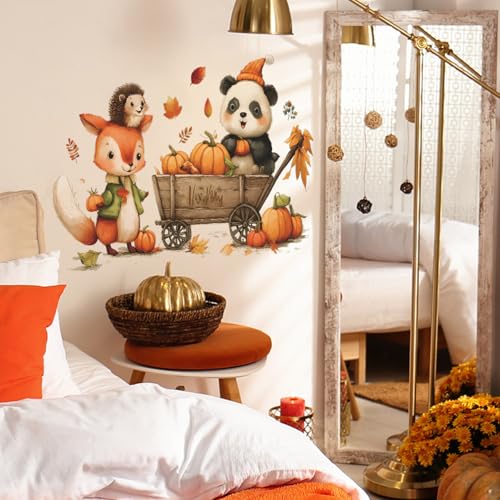 Vinilo decorativo infantil con zorro y panda acuarela miniatura 3