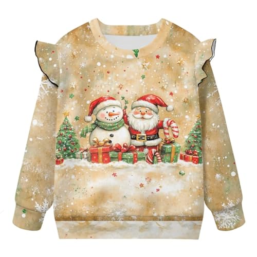 Long Sleeve Shirts for Girls Cute Graphic Fall Tops Ruffle Sweatshirts Toddler Shirts Age 12M-8 Years4