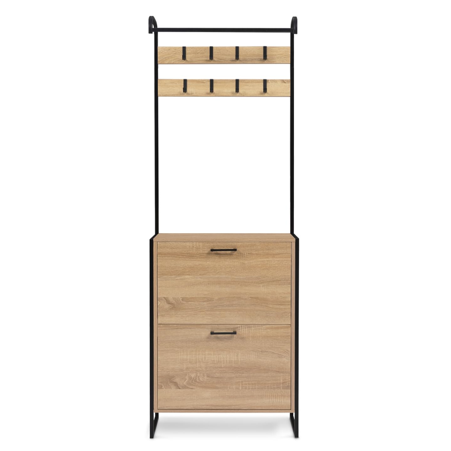 IDMarket - Mobile da ingresso, appendiabiti e scarpiera 2 ante di design industriale DETROIT