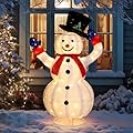 Outvita Outdoor Christmas Decorations 4ft Electric Snowman with Motor & 120 LED Lights, Lighted White Foldable Pop-up Snowman for Xmas Indoor and Outdoor Lawn Garden Yard Holiday Decor