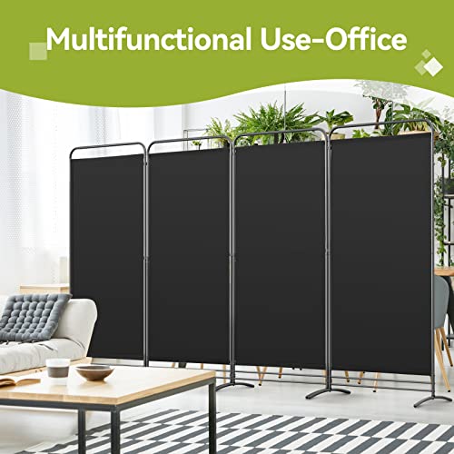 Angel Living Paravent 4 Teilig Klappbar Raumteiler Freistehend Sichtschutzwand Raumteiler Stellwand Trennwand Sichtschutz für Büros, Balkon,Schlafzimmer,Außengarten, 324cm x 180cm Schwarz