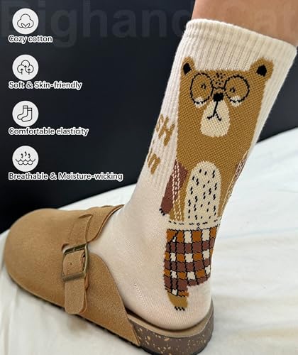 Image of IIG 5 Pairs Womens Novelty Cute Crew Socks Colorful Funny Ankle Socks Gifts for Womens Socks
