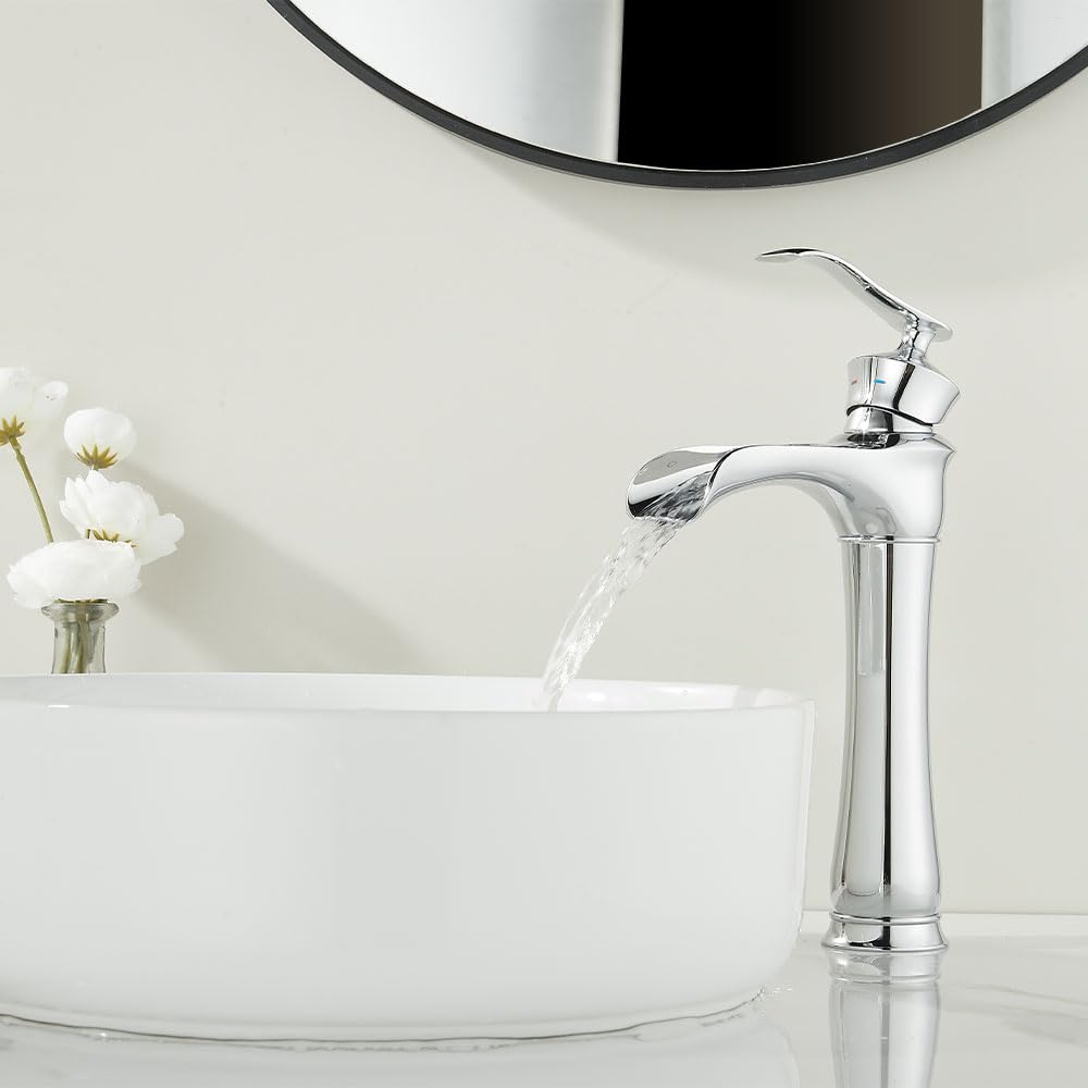 Tall Counter Top Basin Mixer Tap Curved Bathroom Sink Tap,Polish Gold - View #3