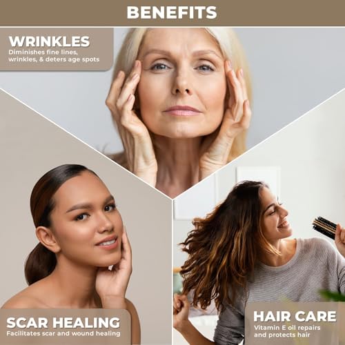 Image of Plant Based Vitamin E Oil for Face, Skin, Hair and Nails - Natural D-Alpha Tocopherol, Hexane Free & Cold Pressed - Best for Scars, Stretch Marks - Pure Natural Body Oil - Non-GMO & Vegan
