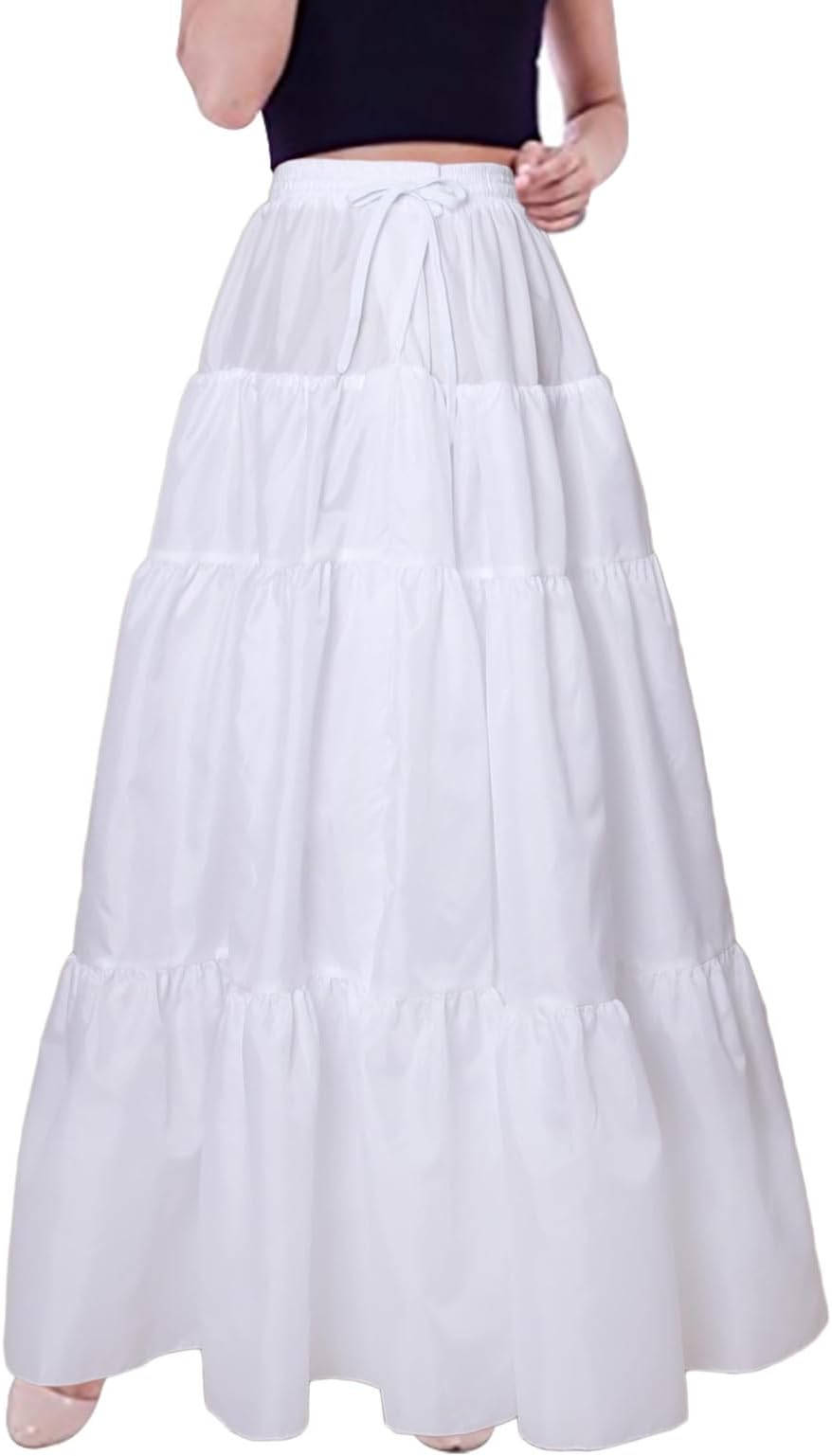 Women's Crinoline Petticoat Hoopless Skirt A-Line Underskirt Full Gown Half Slips for Dresses Lingerie Long Skirt