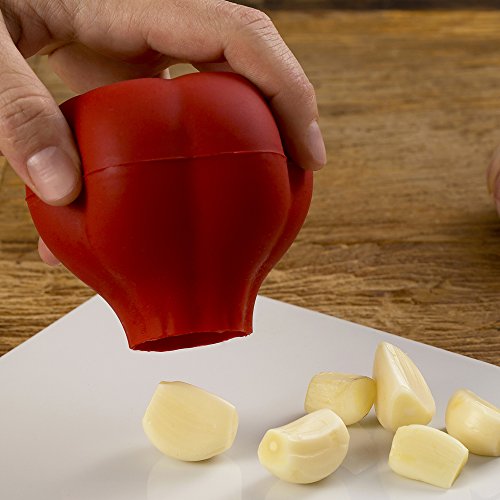 Descascador de Alho em Silicone Prana Vermelho