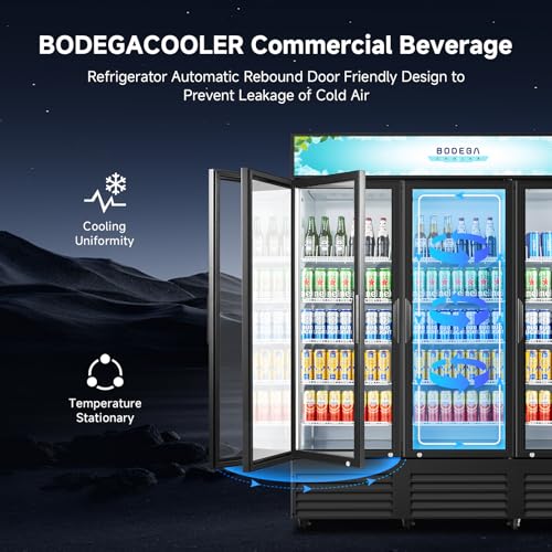Image of BODEGACOOLER 53 Cu.Ft Merchandiser Cooler, 3 Door Commercial Display Fridge