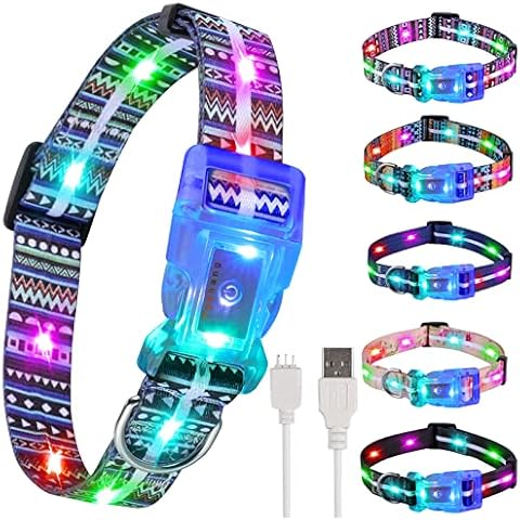 YUSHANG Buckle Glow Dog Collar Light,Adjustable Flashing LED Dog Collar Rechargeable Waterproof,Light Up Dog Collars Lights for Medium、Large Dogs- ML(Neck:15-25") Cover