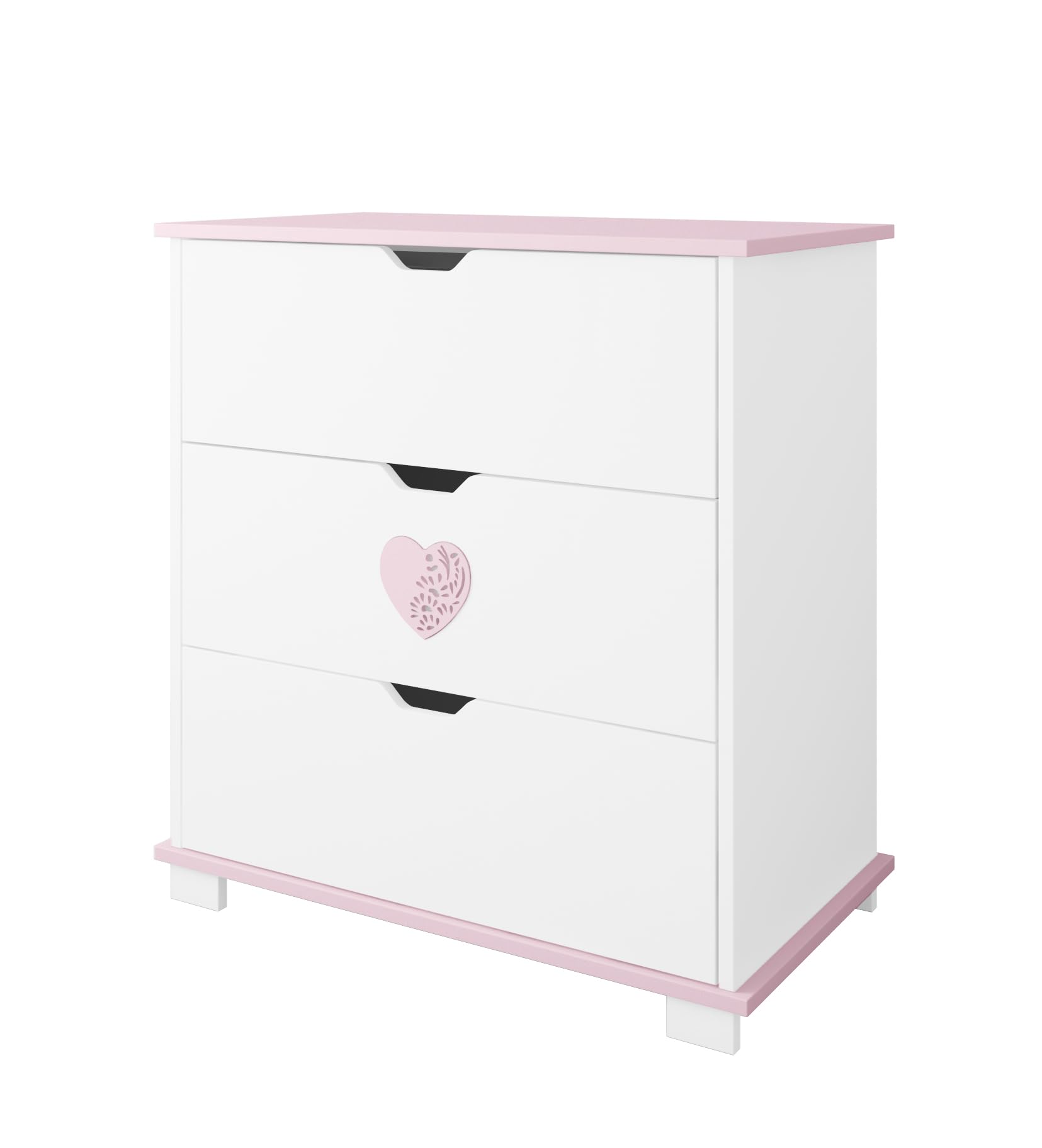 zee HEART Komoda z Przewijakiem Biała 83x87x49 cm Różowe Serce