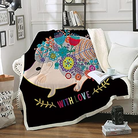 BWBJJ Flannel Blanket Cartoon hedgehog 27.6x39.4 inch 3D Printed Flannel Blanket Soft Warm Throw Blanket Cover