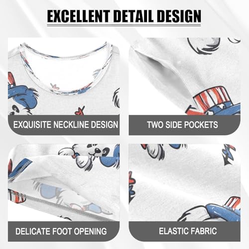 senya Dog Usa Head Summer Pajamas Set Short Cotton Sleepwear 2 Piece4