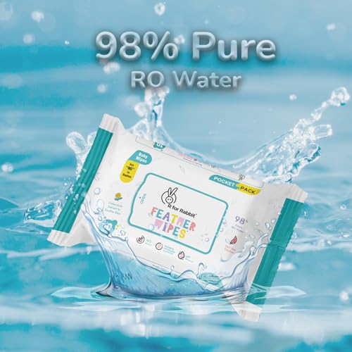 Image of R for Rabbit Feather 40 Baby Wet Wipes for new born Combo Pack of 4