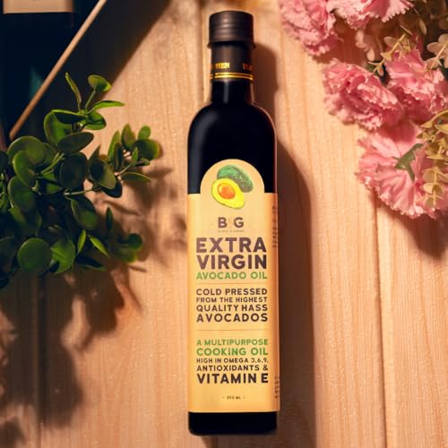 Image of Black and Green Extra Virgin Cold Press Multipurpose Avocado Cooking Oil Bottle (250 ml) (Pack of 2)