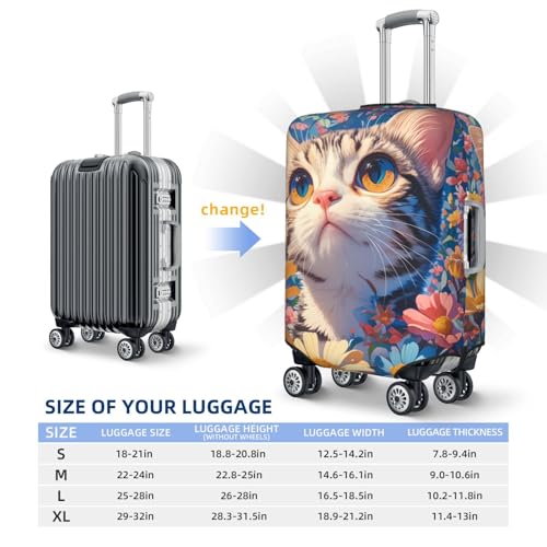 Adorable Cat Print Suitcase Covers Protectors, Luggage Covers For 18~32" Suitcase, Accessories Washable Elastic Luggage Protective Cover4