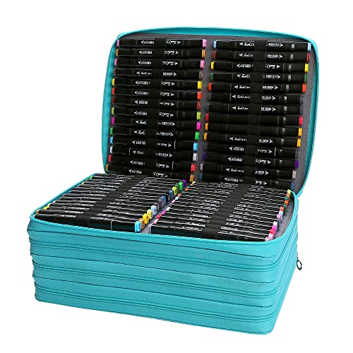 Image of Marker Pen Organizer Case 224 Slots w /Handle & Shoulder Strap