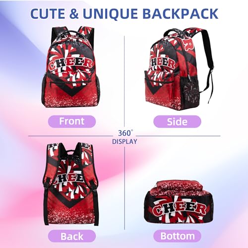 Image of Cheer Backpack for Cheerleaders, Cheerleader Backpack for Women, Cheerleading Gifts for Teams (Black&Red)