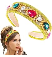 Flayem Rhinestone Headband Crystal Headband Padded Wide Vintage Hair Band Hoop Gorgeous Baroque H...