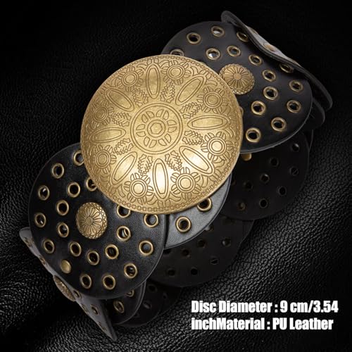 Tc&Zxf Women's Western Leather Belt Vintage Floral Embossed Cowgirl Belt with Buckle for Jeans Country Style Outfits2